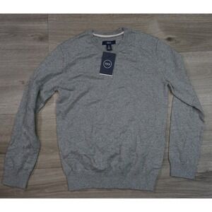 New 1901 Boys M 8/10 Cotton Cashmere Knit Gray Melange V-Neck Pullover Sweater